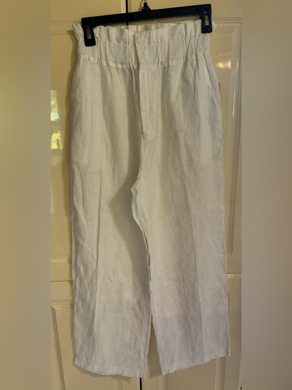 Lightweight White Linen Wide-Leg Pants